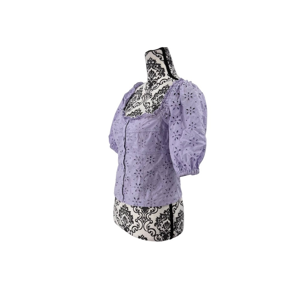 GAP Puff Sleeve Eyelet Shirt in Purple Lotus - Picture 10 of 13